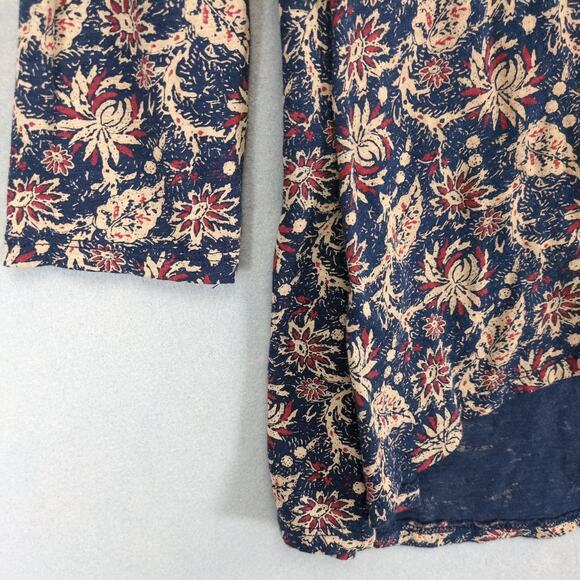 Lucky Brand Women's S Floral Top, High-Low Hem, 3/4 Sleeve Country Academia Boho - Picture 4 of 6